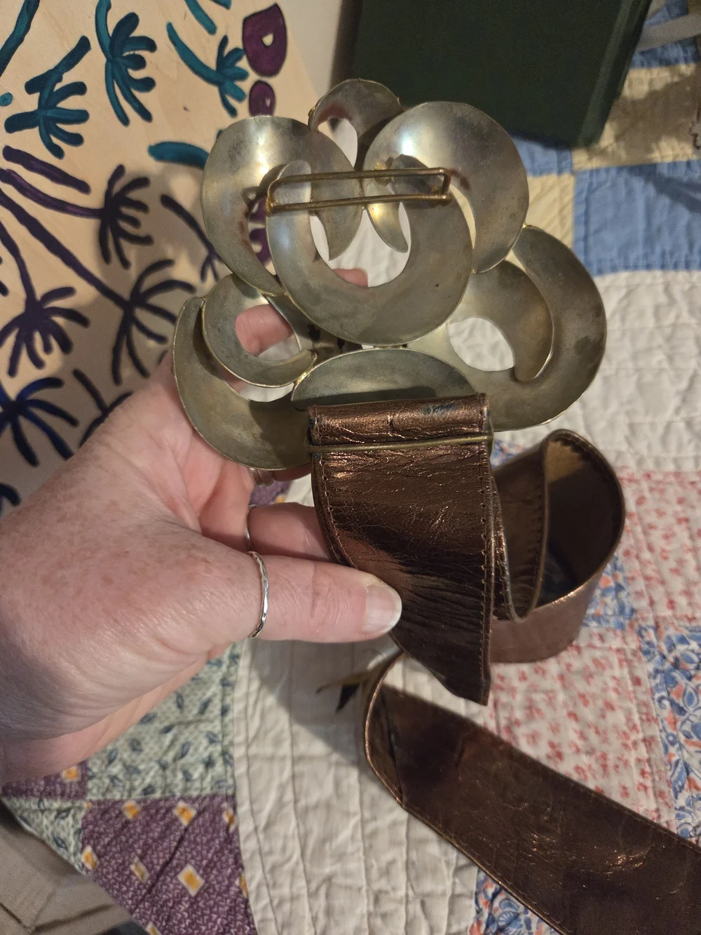 Vintage made in India leather & metal statement belt needs repair amazing piece
